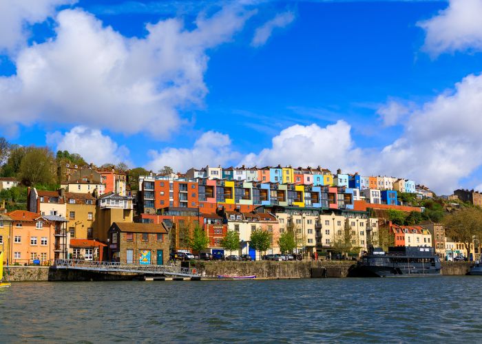 Colourfully painted houses in Bristol